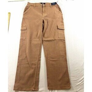 Hollister Ultra High-Rise Dad Jean Womens Cargo Pants Brown Stretch 12R-W31R 779